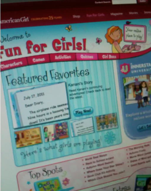 What the American Girl Website Looked Like in August 2011 Delightful World of Dolls